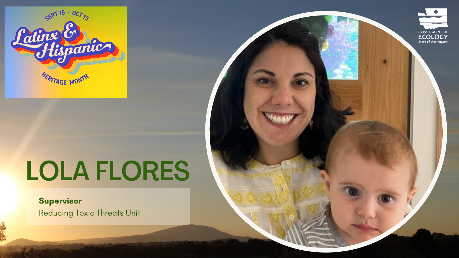 Lola Flores and baby in a panoramic background.