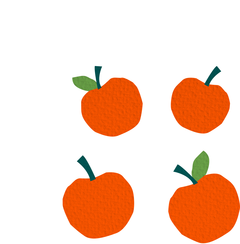 Illustration of four green apples