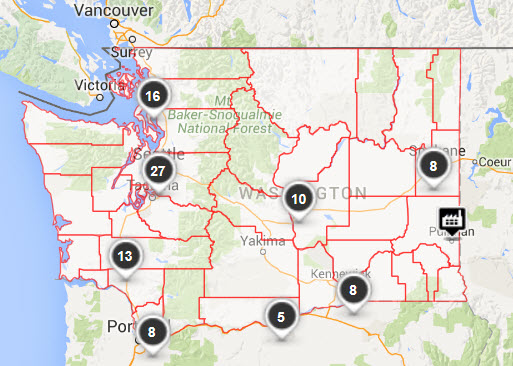 Map of sites in Washington affected by this rule