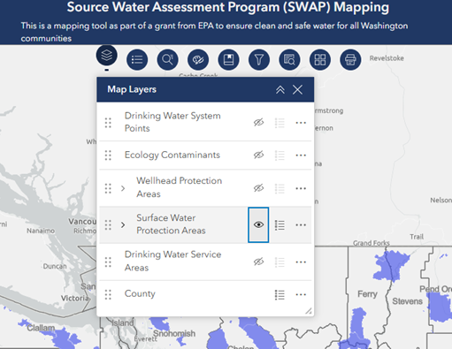 Screenshot showing how to select the map layer view