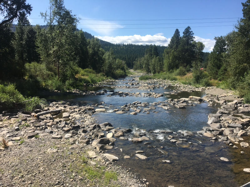 Teanaway River during low flow in August 2019