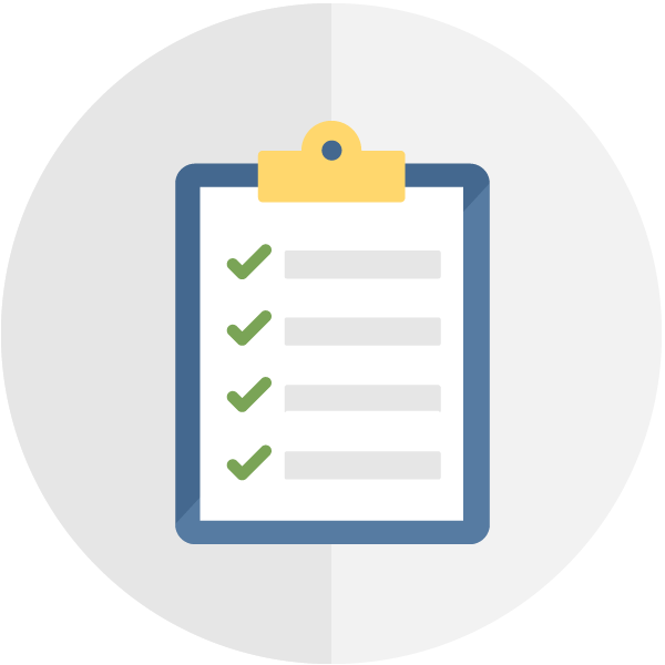Icon of checklist document on clip board