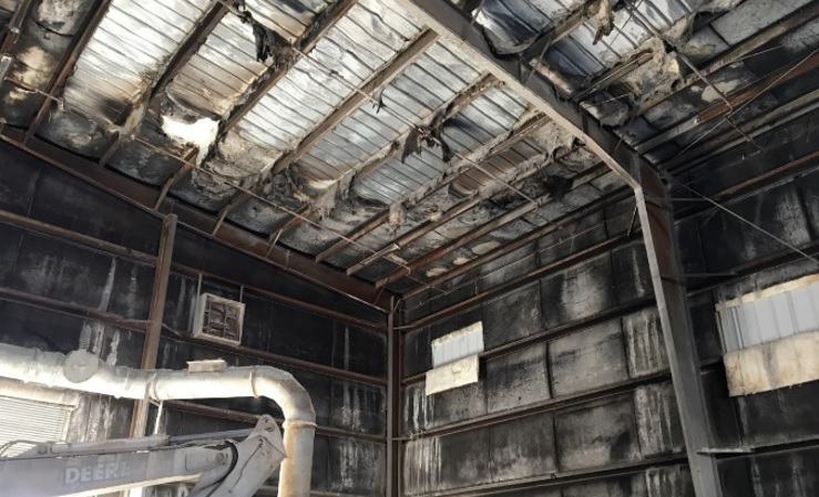 The interior of a processing building at Stericycle-Tacoma following a fire in July 2018. 