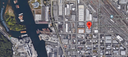 Aerial photo map pinpoints the GE Georgetown site at 220 South Dawson Street, Seattle