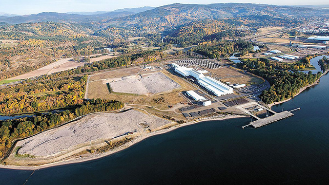 Arial photo of proposed location of the Northwest Innovation Works methanol facility at the Port of Kalama.