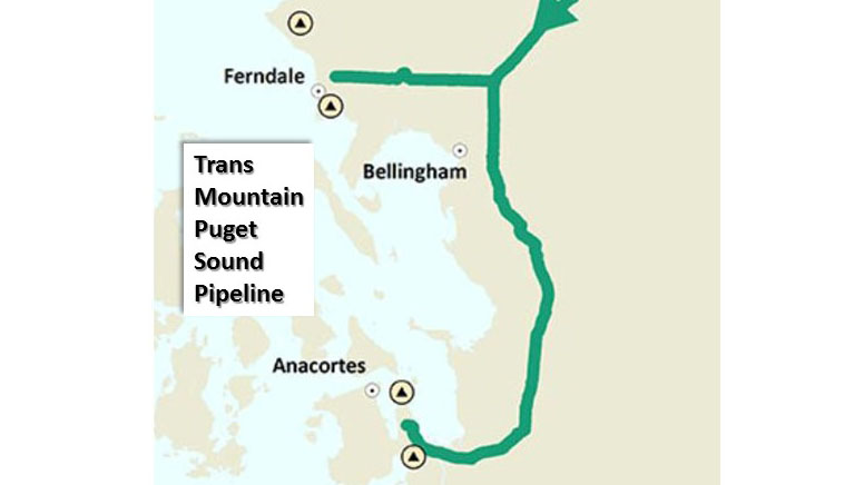 Geographic map of location of pipeline in Washington state.