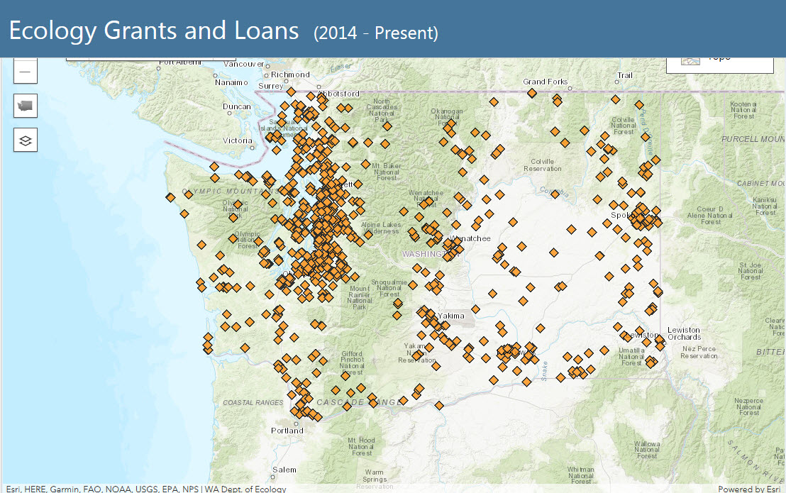 Map showing locations of grant-funded projects. See link in caption to go to actual map.