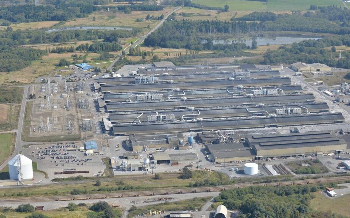An aerial view of the Intalco aluminum smelter.