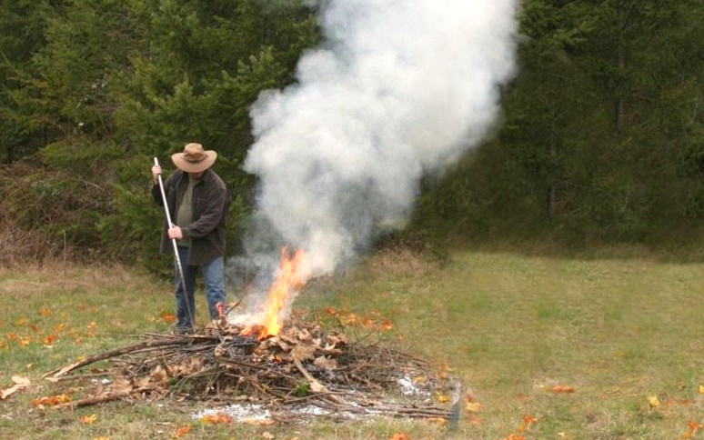 Man burning yard debris