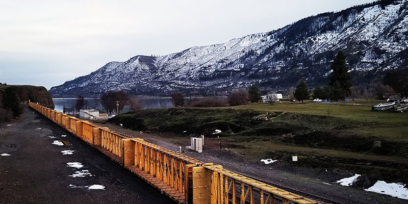 train along the Columbia River