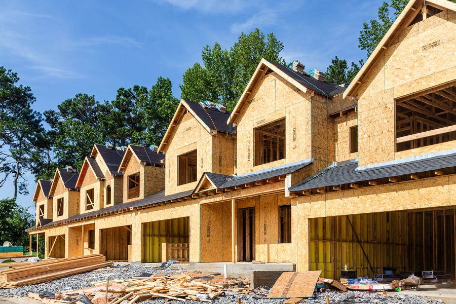 New townhomes under construction.