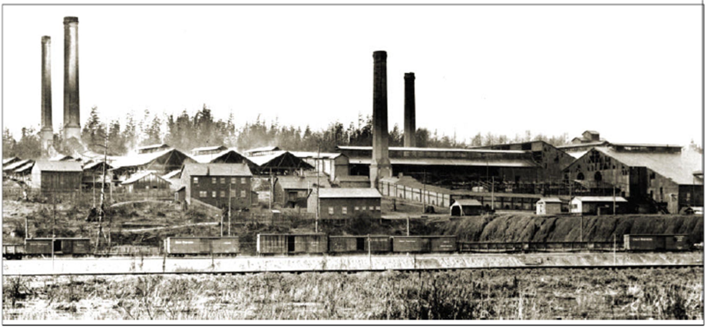Historic photo of the Everett smelter