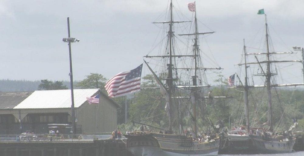 Two tall ships docked at the Grays Harbor Historical Seaport.