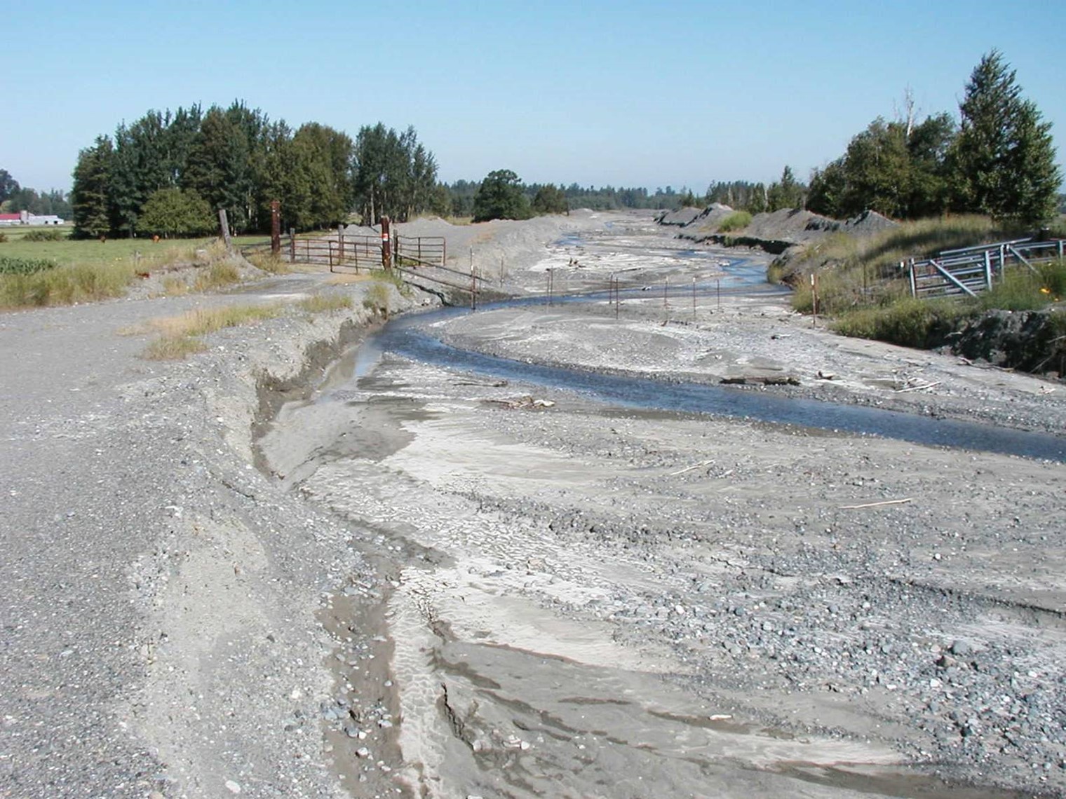 Exposed sediment in creekbed