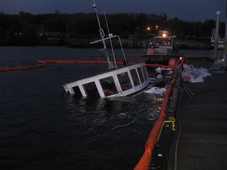 The Angel Rae sunk at Harbor Island Marina