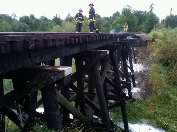 Railroad trestle crossing over Curtain Creek.