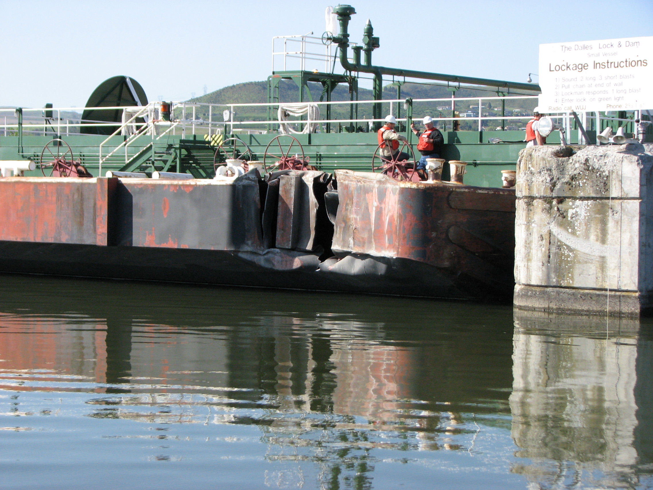 Damage from the Dalles Dam Barge Incident