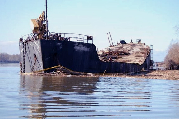 View of the Davy Crockett barge in January 2011