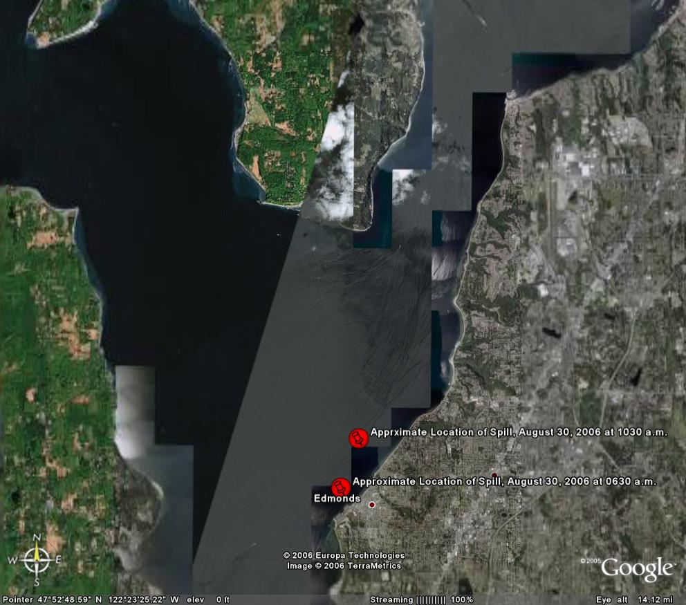 Satellite image of spill area.