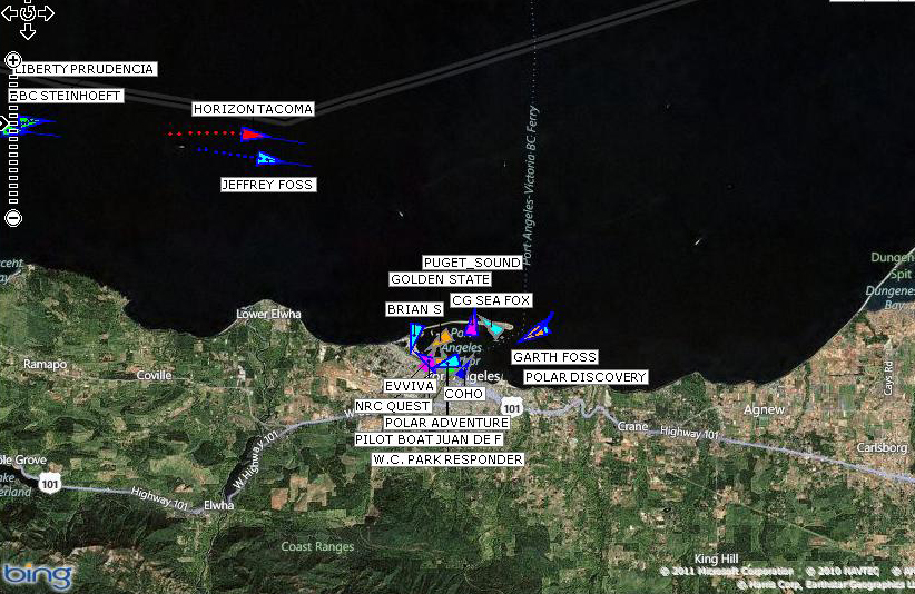 A map of the MV Horizon Tacoma's location