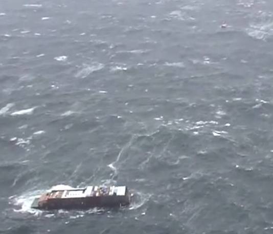 The barge Nestucca in the water. 