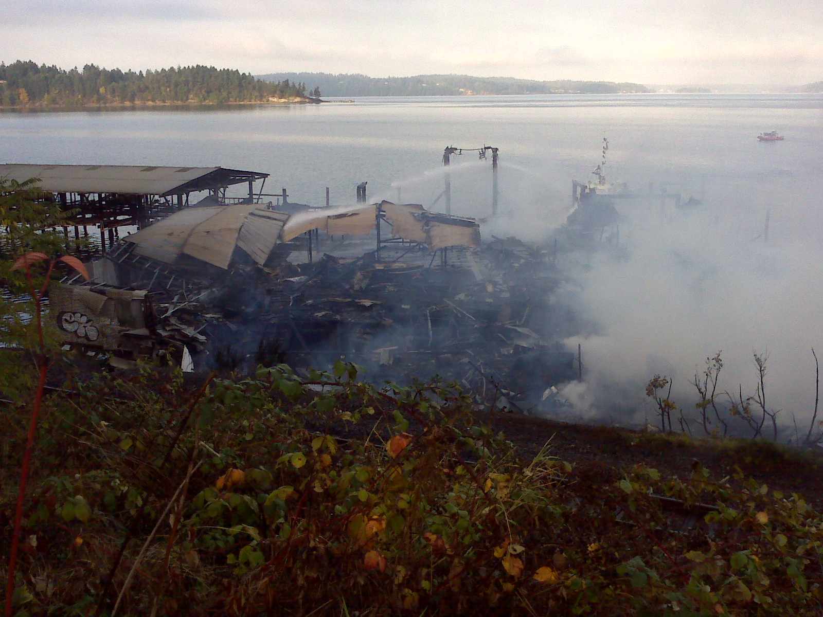 Fire at Steilacoom Marina. 