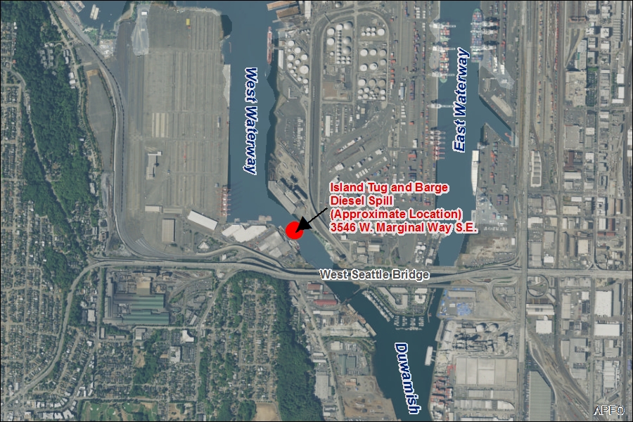 Island Tug and Barge diesel spill map