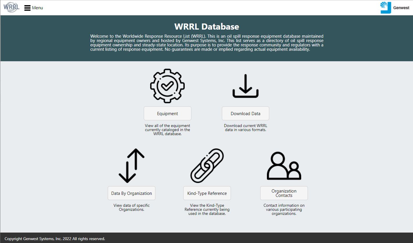 A screenshot of the Worldwide Response Resource List (WRRL) homepage. Available at www.wrrl.us.