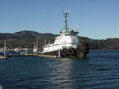 A tugboat near a dock