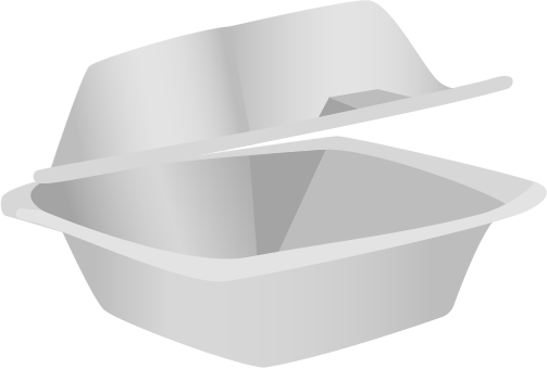 An illustration of a partly open EPS clamshell.