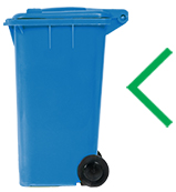 Blue recycling bin