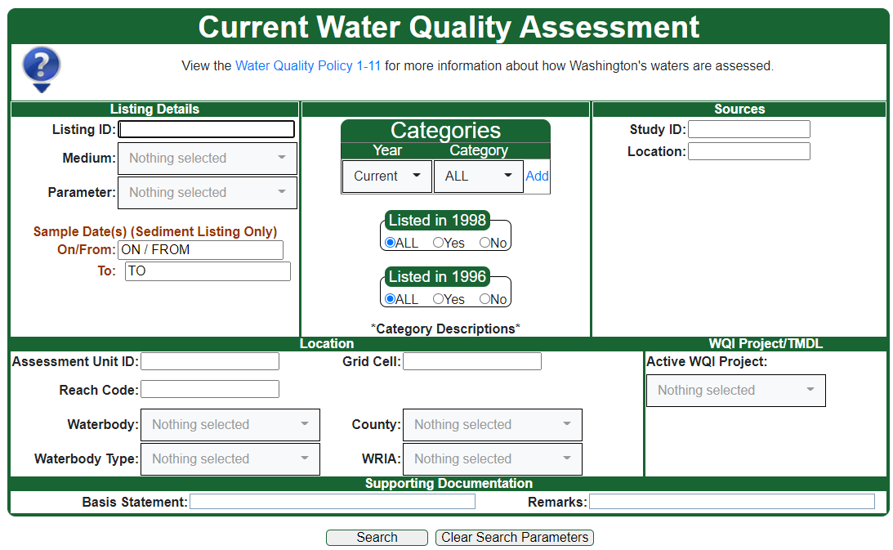 Assessment of state waters 303d - Washington State Department of