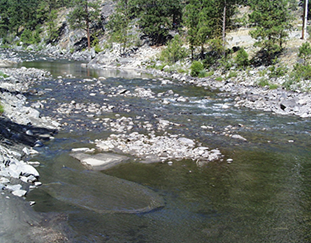 Low flows are seen in Icicle Creek in 2001.