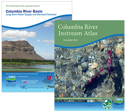 Illustrations depict covers for the Supply and Demand Forecast and companion Columbia River Instream Atlas