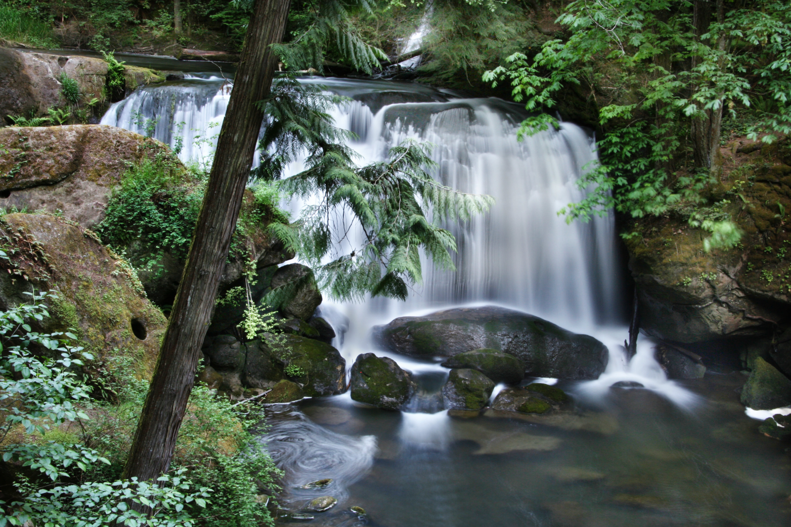 Whatcom Creek flowing over Whatcom Falls in Northwest Washington state