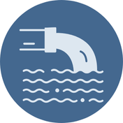 stormwater icon displaying a pipe emptying into water