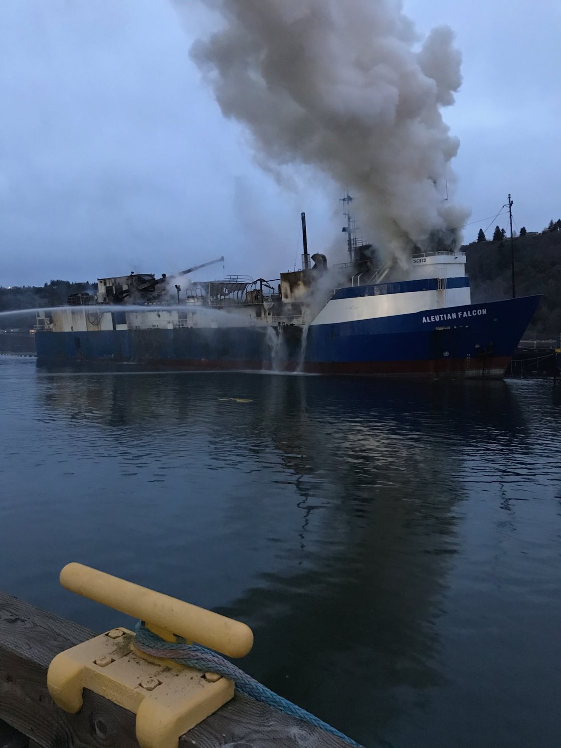 FV Aleutian Falcon on fire