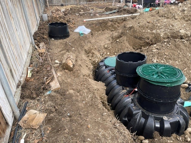 septic tanks and pipes exposed during repair