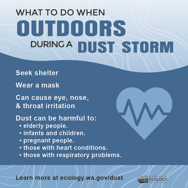 graphic of what to do outdoors during a dust storm