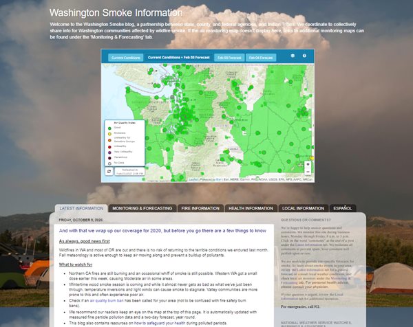 screenshot of WAsmokeblog webpage