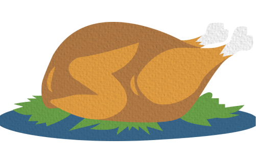 Illustration of a whole roasted turkey with garnish