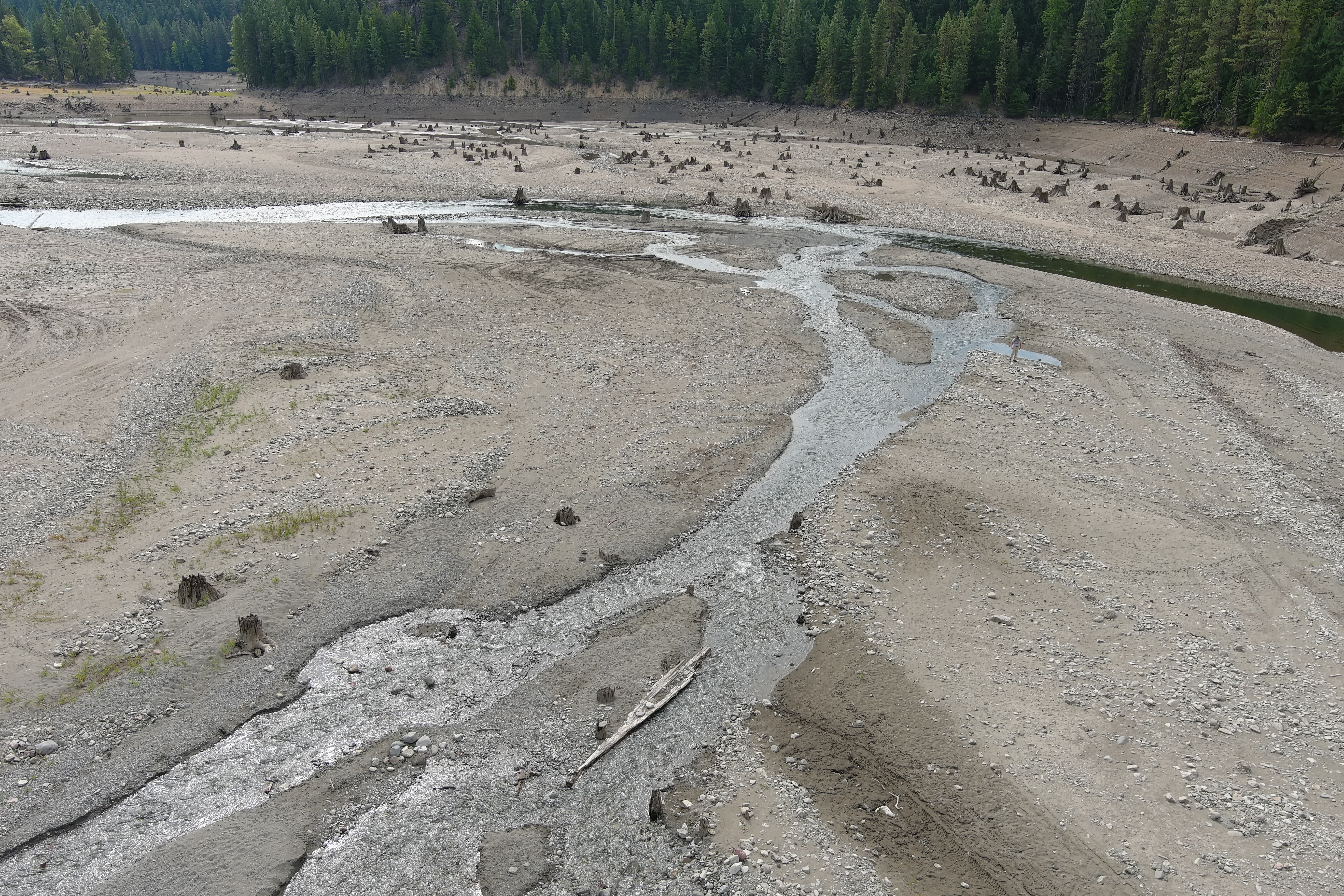 A river with low stream flow