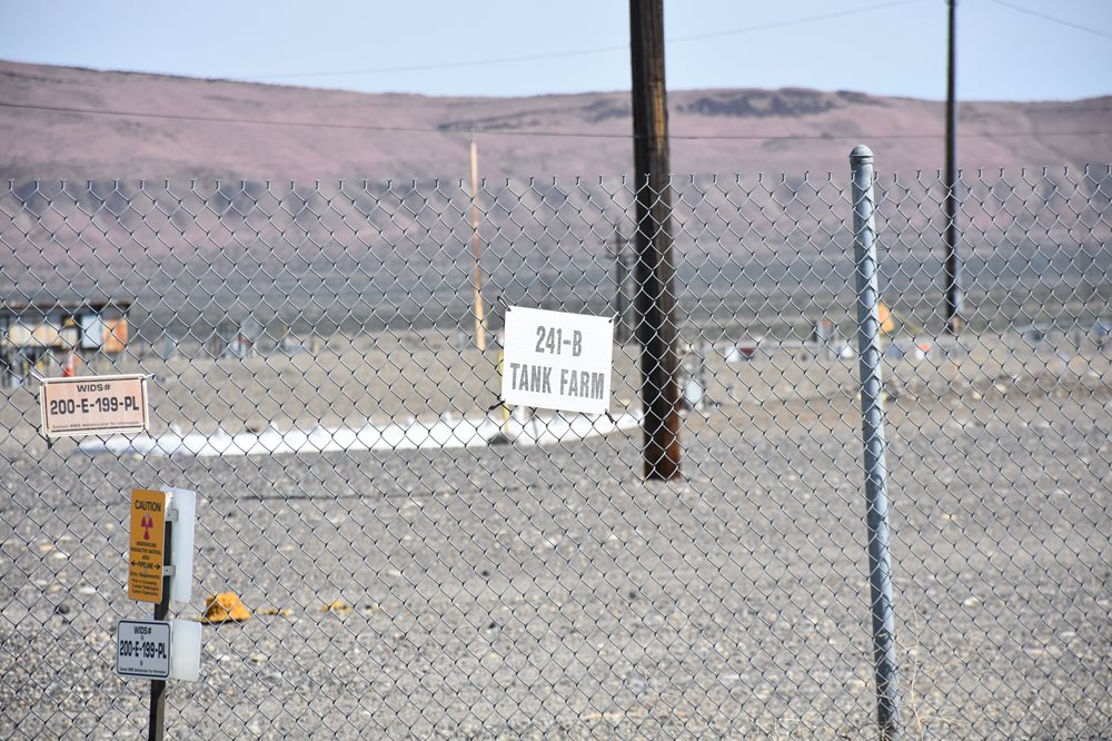 sign on fence reads 241-B Tank Farm