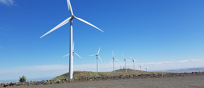 Photo of wind turbines in Kittitas County.