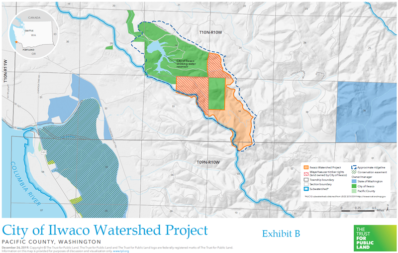 landscape map showing ownership of land surrounding the drinking water reservoir in 2019