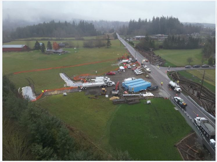 Olympic Pipeline spill in Conway WA _ Overhead view of the site