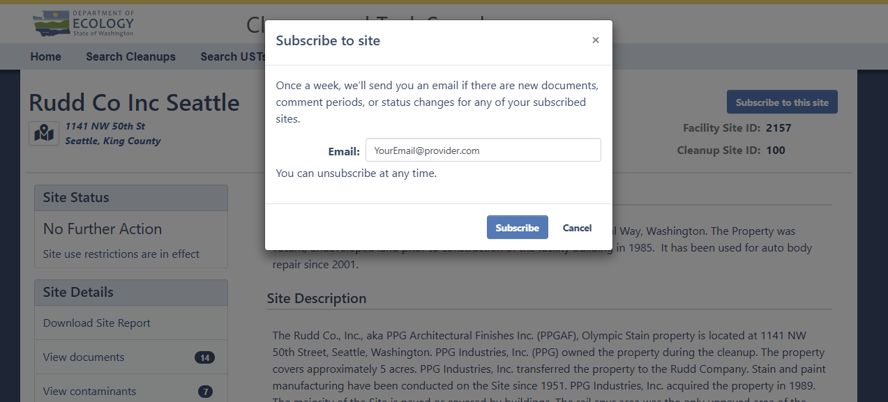 Screenshot; Email entry box is highlighted