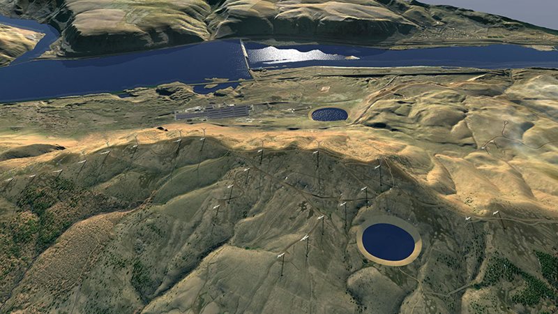 Aerial view of a dam in central Washington
