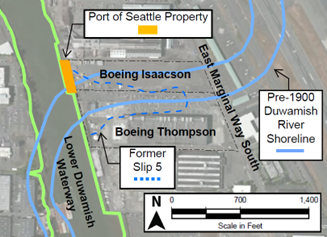 Aerial map showing parcel boundaries of the Boeing Isaacson Thompson cleanup site