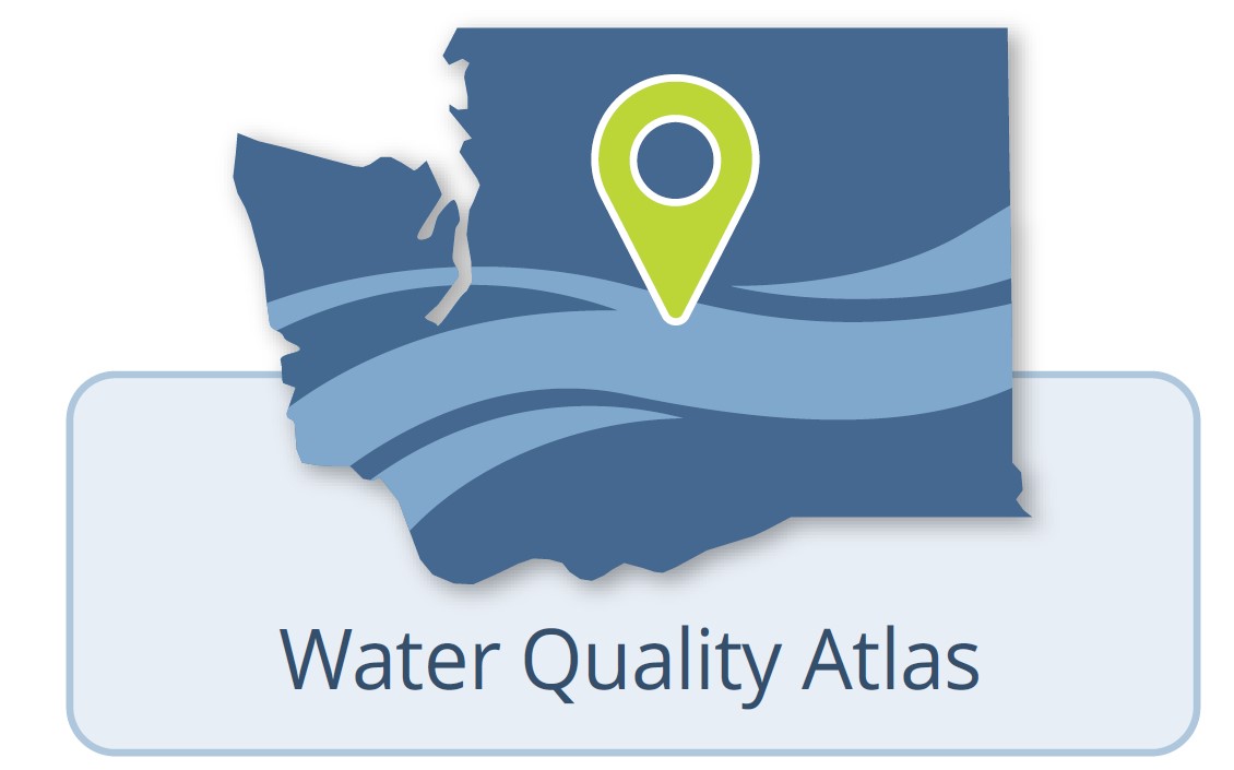 icon of map with waves on it and text saying Water Quality Atlas